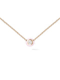 Audrey Pendant Small in 18k Pink Gold with Pastel Pink Enamel and White Diamonds — Melissa Kaye