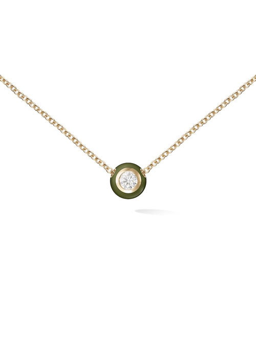 Audrey Pendant Small in 18k Yellow Gold with Army Green Enamel and White Diamonds — Melissa Kaye