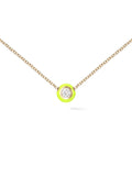 Audrey Pendant Small in 18k Yellow Gold with Neon Yellow Enamel and White Diamonds — Melissa Kaye
