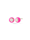 Audrey Stud Large in Neon Pink Enamel and 18k Pink Gold with White Diamonds — Melissa Kaye