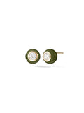 Audrey Stud Large in Army Green Enamel and 18k Yellow Gold with White Diamonds — Melissa Kaye