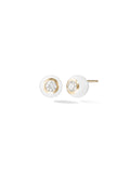Audrey Stud Large in White Enamel and 18k Yellow Gold with White Diamonds — Melissa Kaye