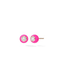 Audrey Stud Medium in Neon Pink Enamel and 18k Pink Gold with White Diamonds — Melissa Kaye