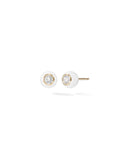 Audrey Stud Medium in White Enamel and 18k Yellow Gold with White Diamonds — Melissa Kaye