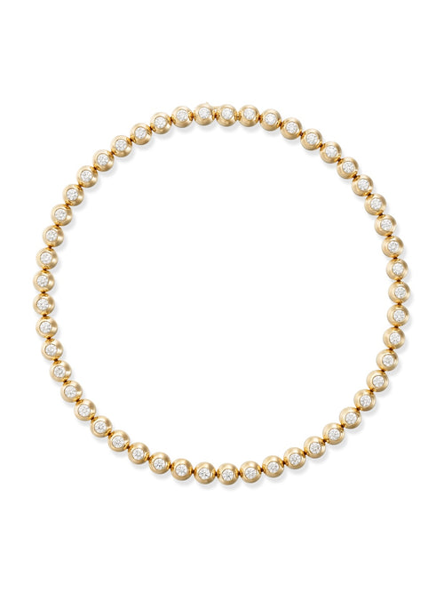 Audrey Tennis Necklace Large in 18k Yellow Gold with White Diamonds — Melissa Kaye