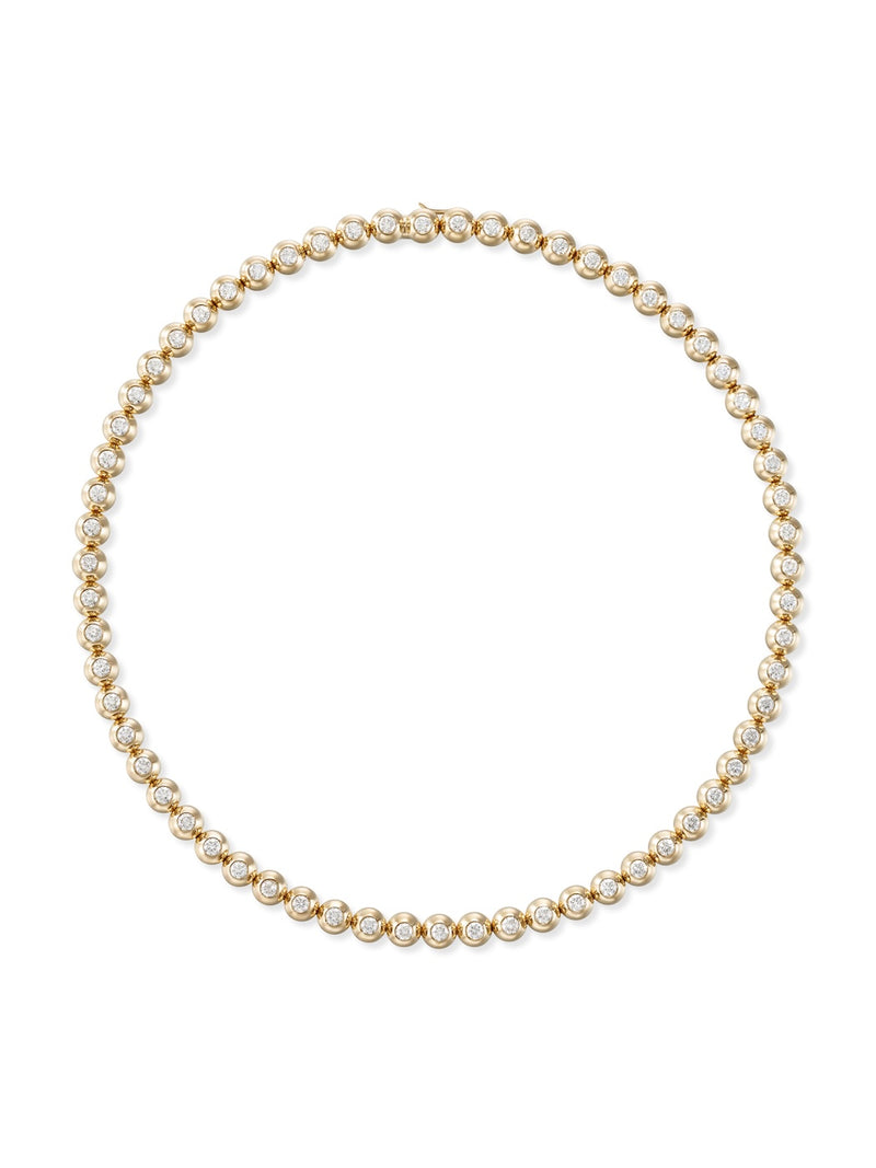 Audrey Tennis Necklace Medium in 18k Yellow Gold with White Diamonds — Melissa Kaye