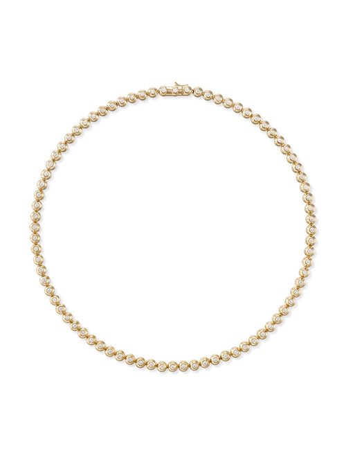 Audrey Tennis Necklace Small in 18k Yellow Gold with White Diamonds — Melissa Kaye