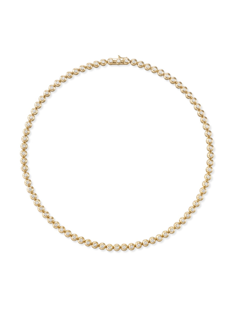 Audrey Tennis Necklace Small in 18k Yellow Gold with White Diamonds — Melissa Kaye