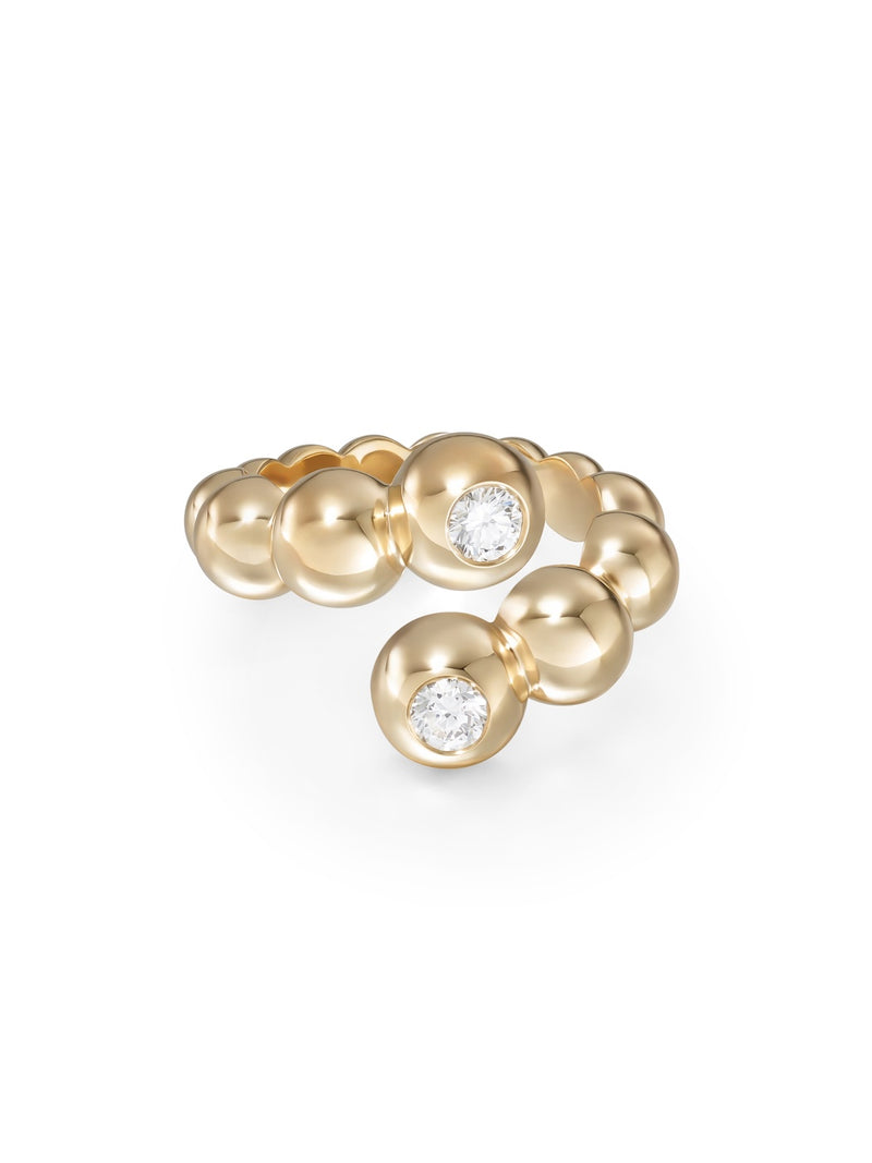 Audrey Wrap Ring Large in 18k Yellow Gold with Partial Diamond Setting — Melissa Kaye