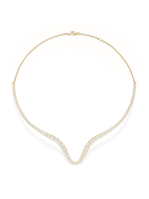 Clara Curved Collar in 18k Yellow Gold with White Diamonds — Melissa Kaye