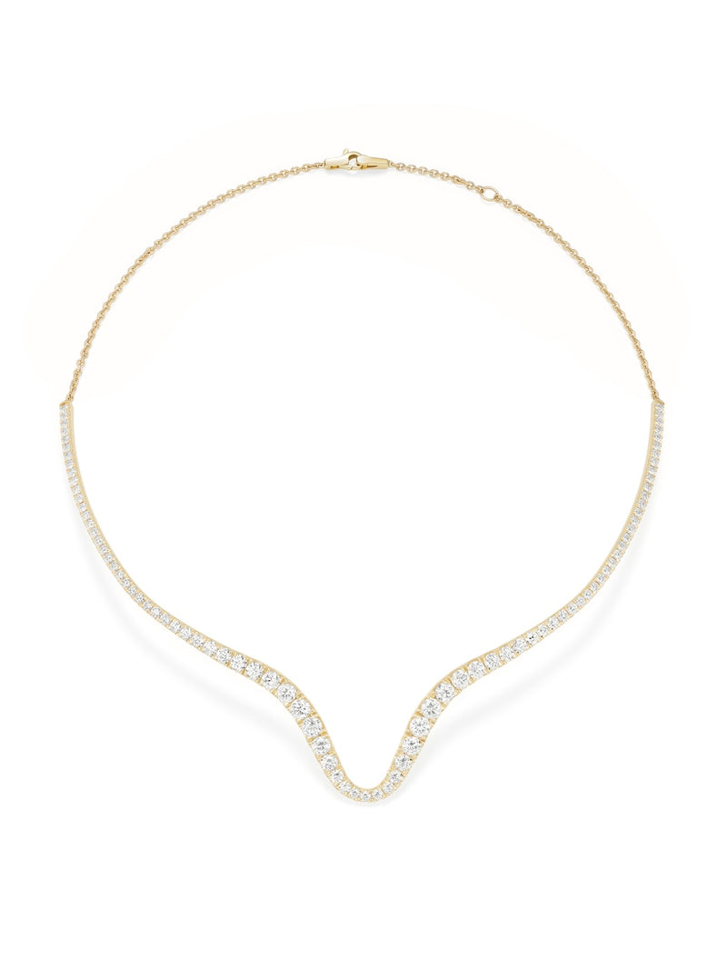 Clara Curved Collar in 18k Yellow Gold with White Diamonds — Melissa Kaye