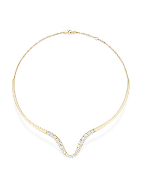 Clara Curved Collar in 18k Yellow Gold with White Diamonds — Melissa Kaye