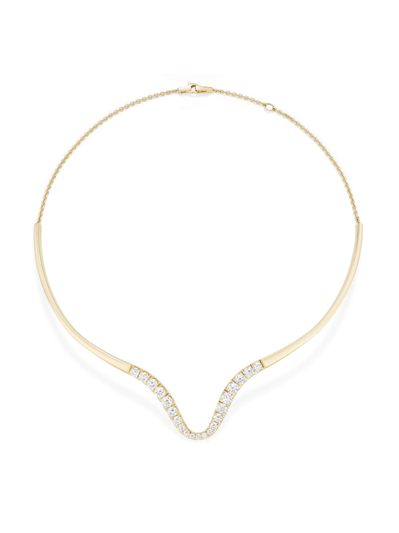 Clara Curved Collar in 18k Yellow Gold with White Diamonds — Melissa Kaye