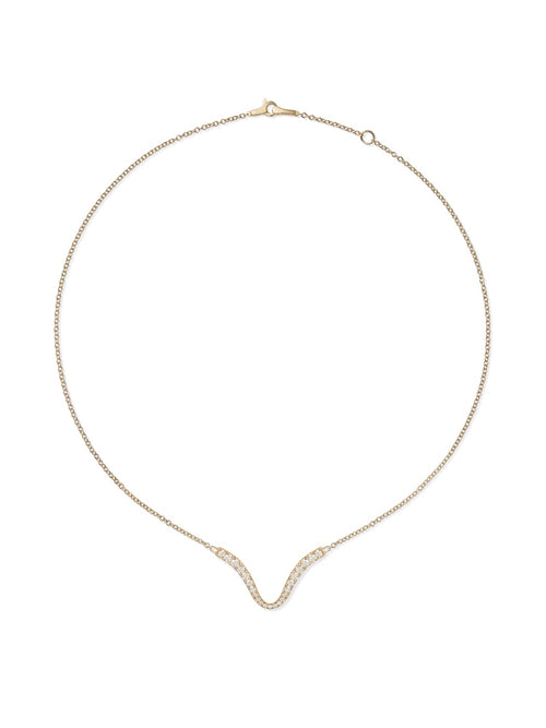 Clara Curved Pendant in 18k Yellow Gold with White Diamonds — Melissa Kaye