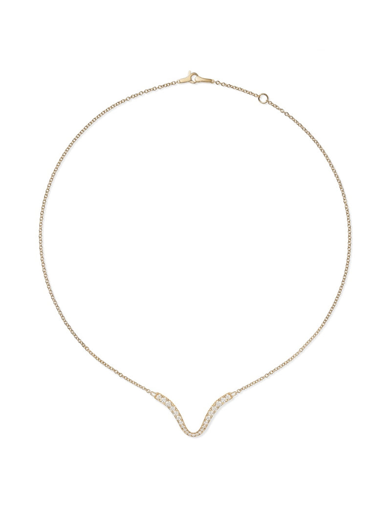 Clara Curved Pendant in 18k Yellow Gold with White Diamonds — Melissa Kaye