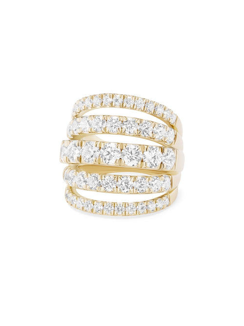Clara Five Row Ring in 18k Yellow Gold with White Diamonds — Melissa Kaye