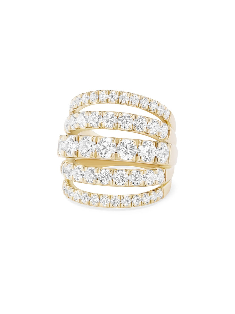 Clara Five Row Ring in 18k Yellow Gold with White Diamonds — Melissa Kaye