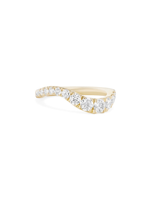 Clara Graduated Wave Ring in 18k Yellow Gold with White Diamonds — Melissa Kaye
