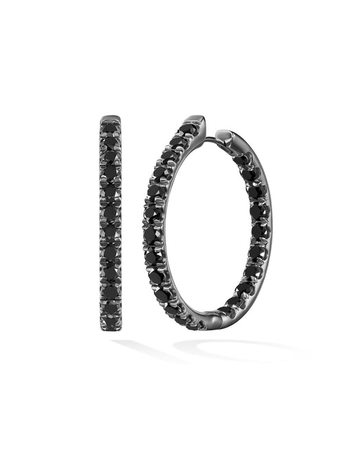 Clara Hoop Large in 18k Blackened Gold with Black Diamonds — Melissa Kaye