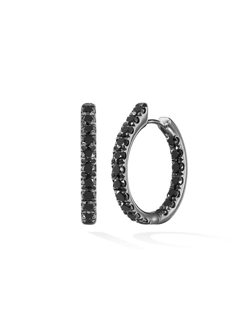 Clara Hoop Medium in 18k Blackened Gold with Black Diamonds — Melissa Kaye
