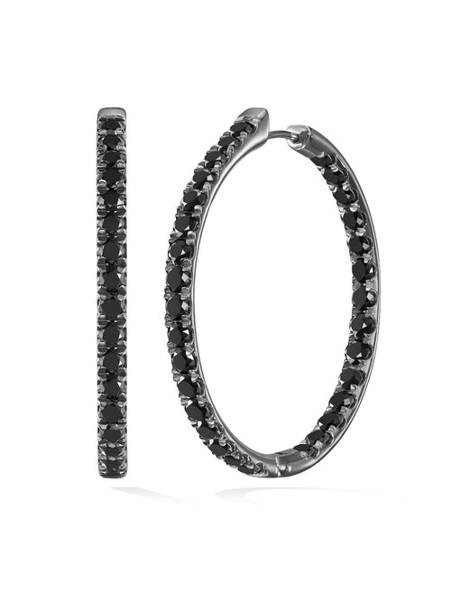 Clara Hoop XL in 18k Blackened Gold with Black Diamonds — Melissa Kaye