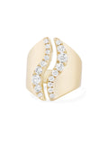 Clara Open Wave Ring in 18k Yellow Gold with White Diamonds — Melissa Kaye