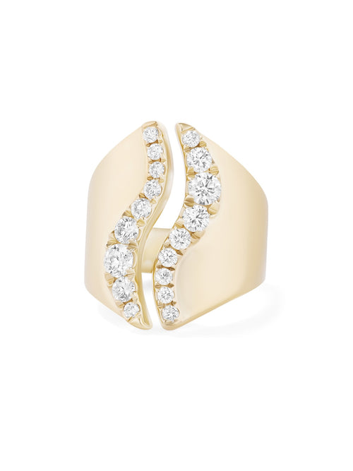 Clara Open Wave Ring in 18k Yellow Gold with White Diamonds — Melissa Kaye