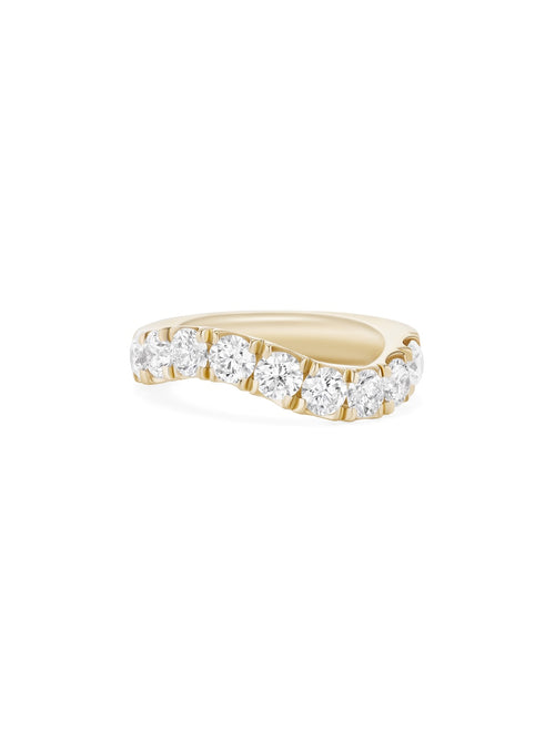 Clara Wave Ring Large in 18k Yellow Gold with White Diamonds — Melissa Kaye