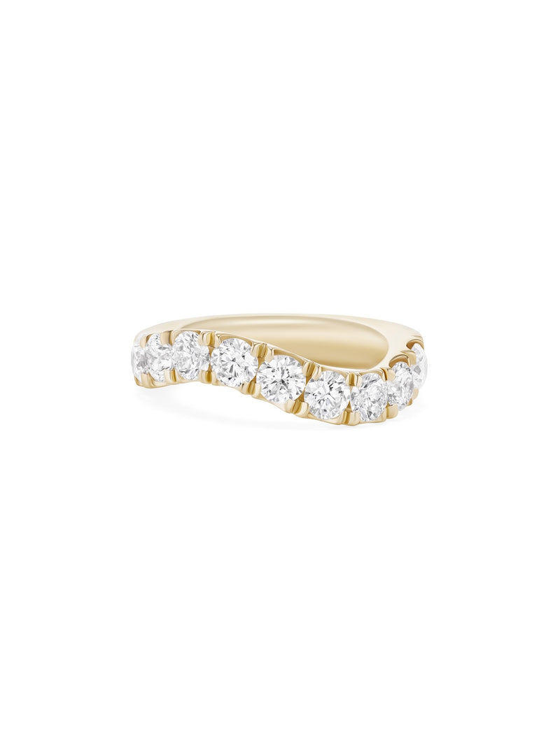Clara Wave Ring Large in 18k Yellow Gold with White Diamonds — Melissa Kaye