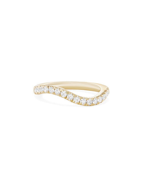Clara Wave Ring Small in 18k Yellow Gold with White Diamonds — Melissa Kaye
