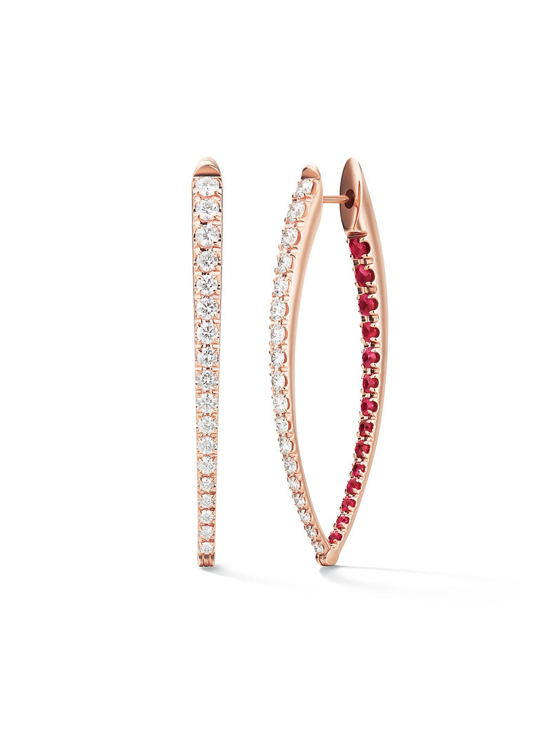 Cristina Earring Large in 18k Pink Gold with Rubies — Melissa Kaye