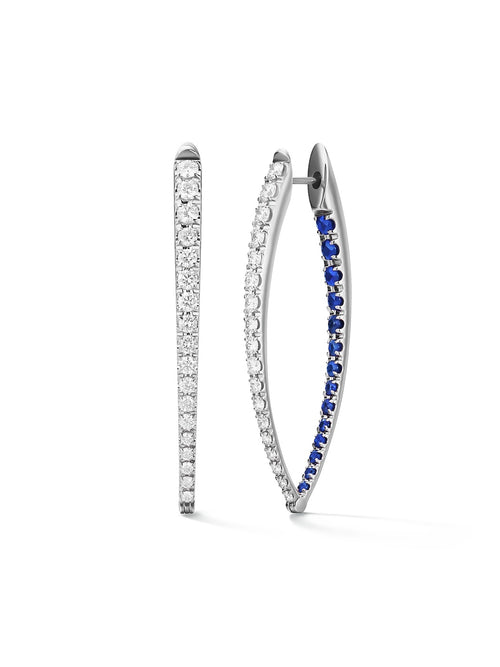 Cristina Earring Large in 18k White Gold with Blue Sapphires — Melissa Kaye