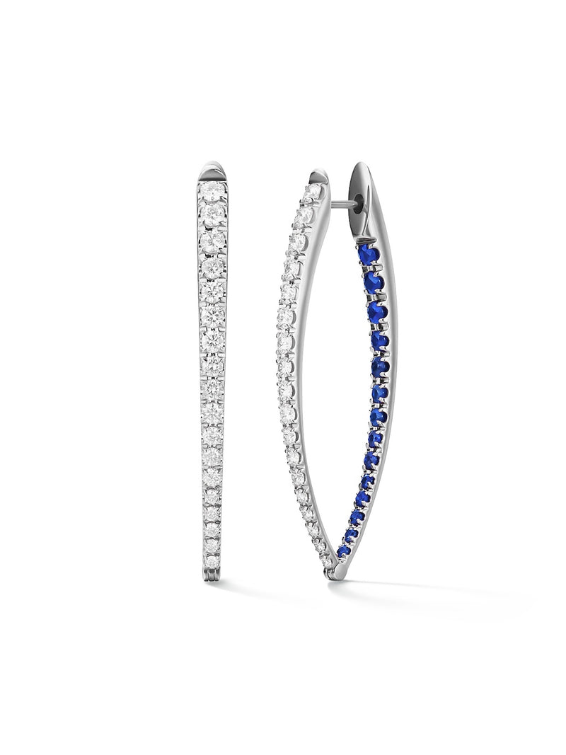 Cristina Earring Large in 18k White Gold with Blue Sapphires — Melissa Kaye
