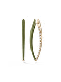 Cristina Earring Large in Army Green Enamel and 18k Yellow Gold with White Diamonds — Melissa Kaye