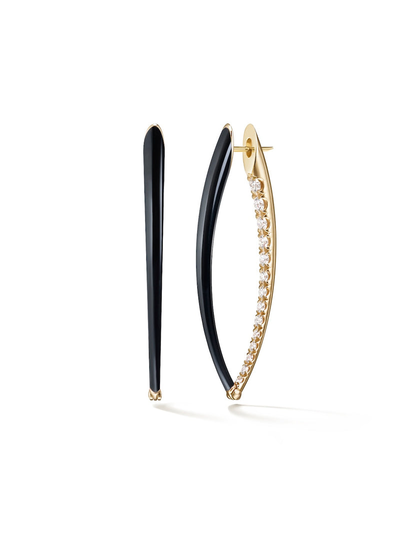 Cristina Earring Large in Black Enamel and 18k Yellow Gold with White Diamonds — Melissa Kaye