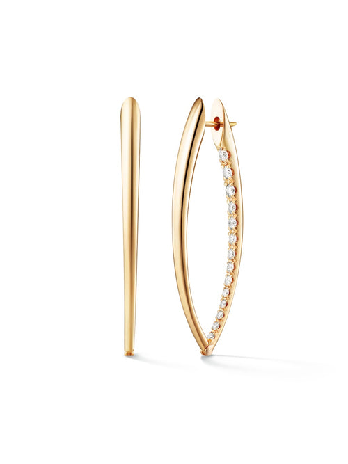 Cristina Earring Large in 18k Yellow Gold with Partial Diamond Setting — Melissa Kaye