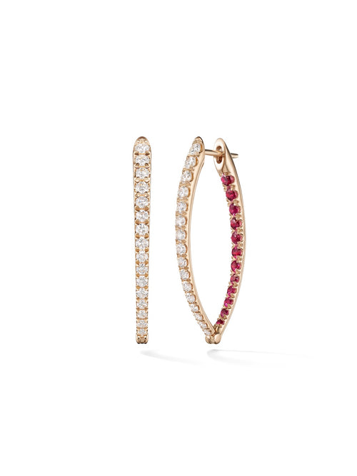 Cristina Earring Medium in 18k Pink Gold with Rubies and Diamonds — Melissa Kaye