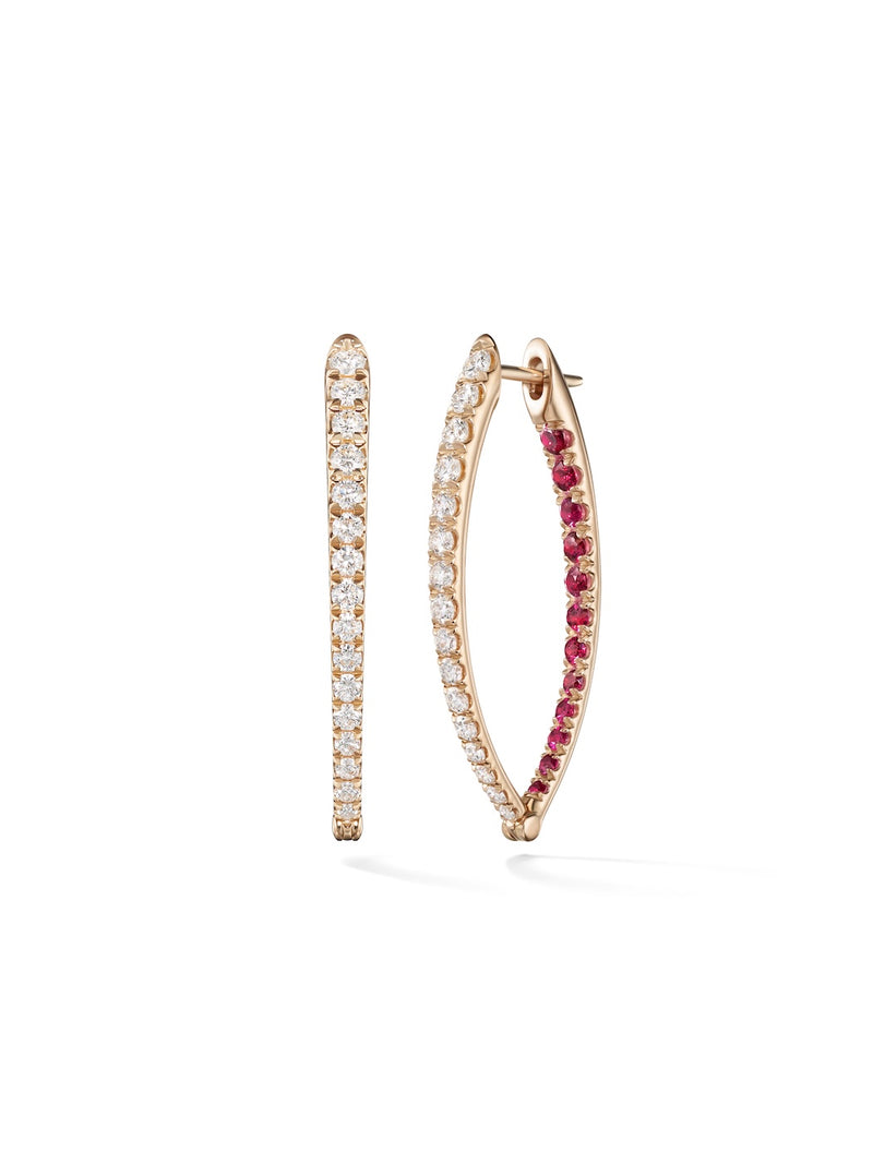 Cristina Earring Medium in 18k Pink Gold with Rubies and Diamonds — Melissa Kaye
