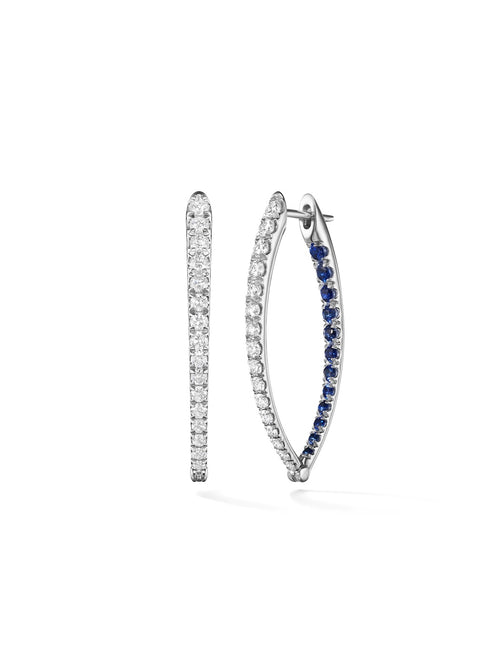 Cristina Earring Medium in 18k White Gold with Blue Sapphires and Diamonds — Melissa Kaye