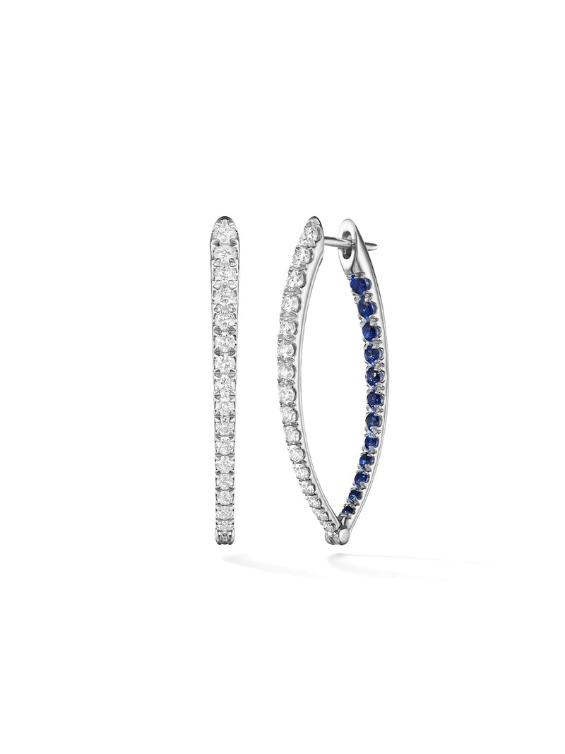 Cristina Earring Medium in 18k White Gold with Blue Sapphires and Diamonds — Melissa Kaye