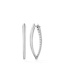 Cristina Earring Medium in 18k White Gold with Partial Diamond Setting — Melissa Kaye