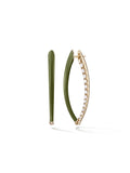 Cristina Earring Medium in Army Green Enamel and 18k Yellow Gold with White Diamonds — Melissa Kaye