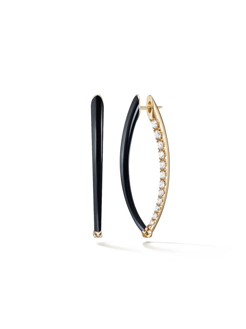  Cristina Earring Medium in Black Enamel and 18k Yellow Gold with White Diamonds — Melissa Kaye