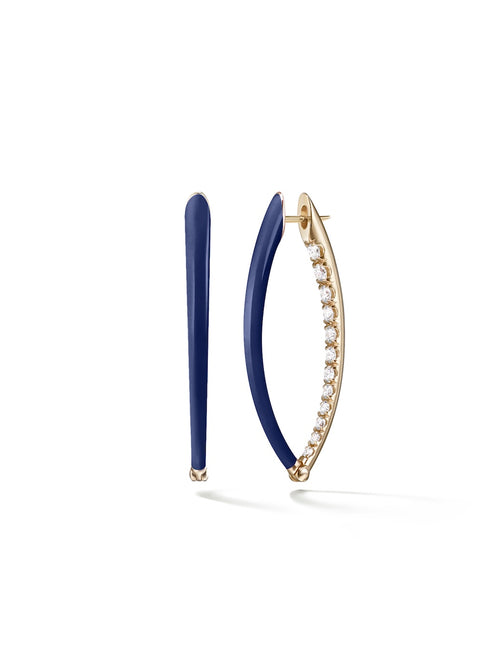 Cristina Earring Medium in Navy Enamel and 18k Yellow Gold with White Diamonds — Melissa Kaye