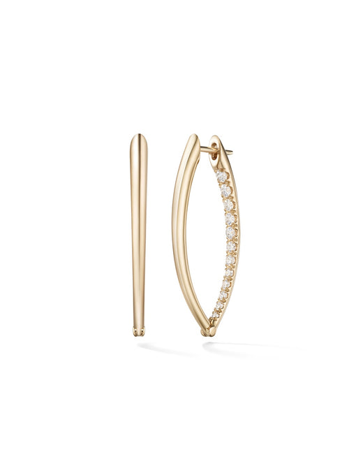 Cristina Earring Medium in 18k Yellow Gold with Partial Diamond Setting — Melissa Kaye