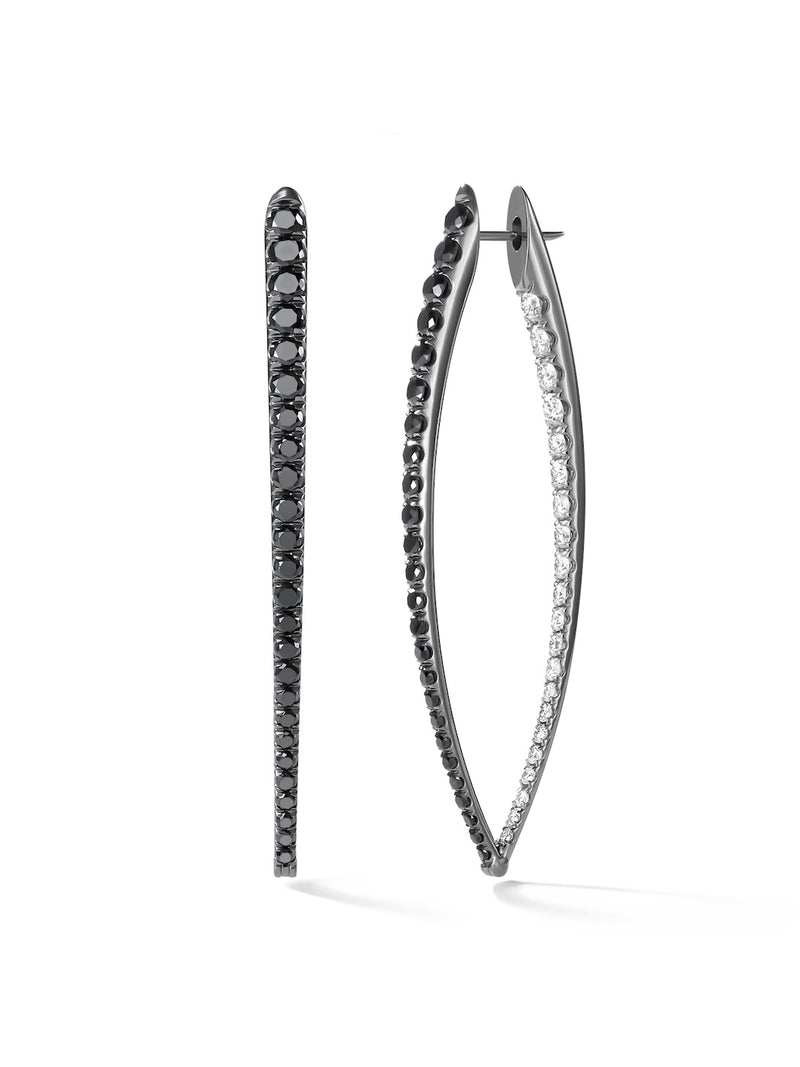 Cristina Earring XL in 18k Blackened Gold with Black and White Diamonds — Melissa Kaye