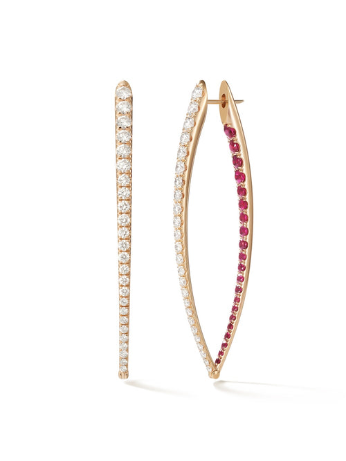 Cristina Earring XL in 18k Pink Gold with Rubies — Melissa Kaye
