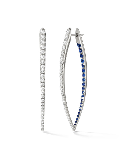 Cristina Earring XL in 18k White Gold with Blue Sapphires — Melissa Kaye