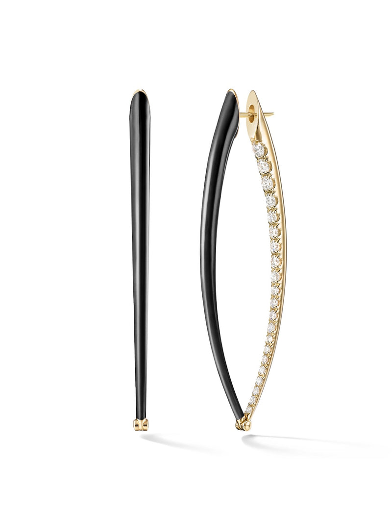 Cristina Earring XL in Black Enamel and 18k Yellow Gold with White Diamonds — Melissa Kaye