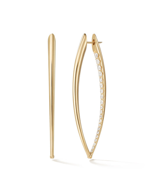 Cristina Earring XL in 18k Yellow Gold with Partial Diamond Setting — Melissa Kaye